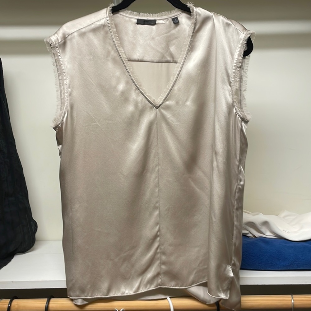 Taupe ATM (Anthony Thomas Melillo) silk blouse - size small! Great condition